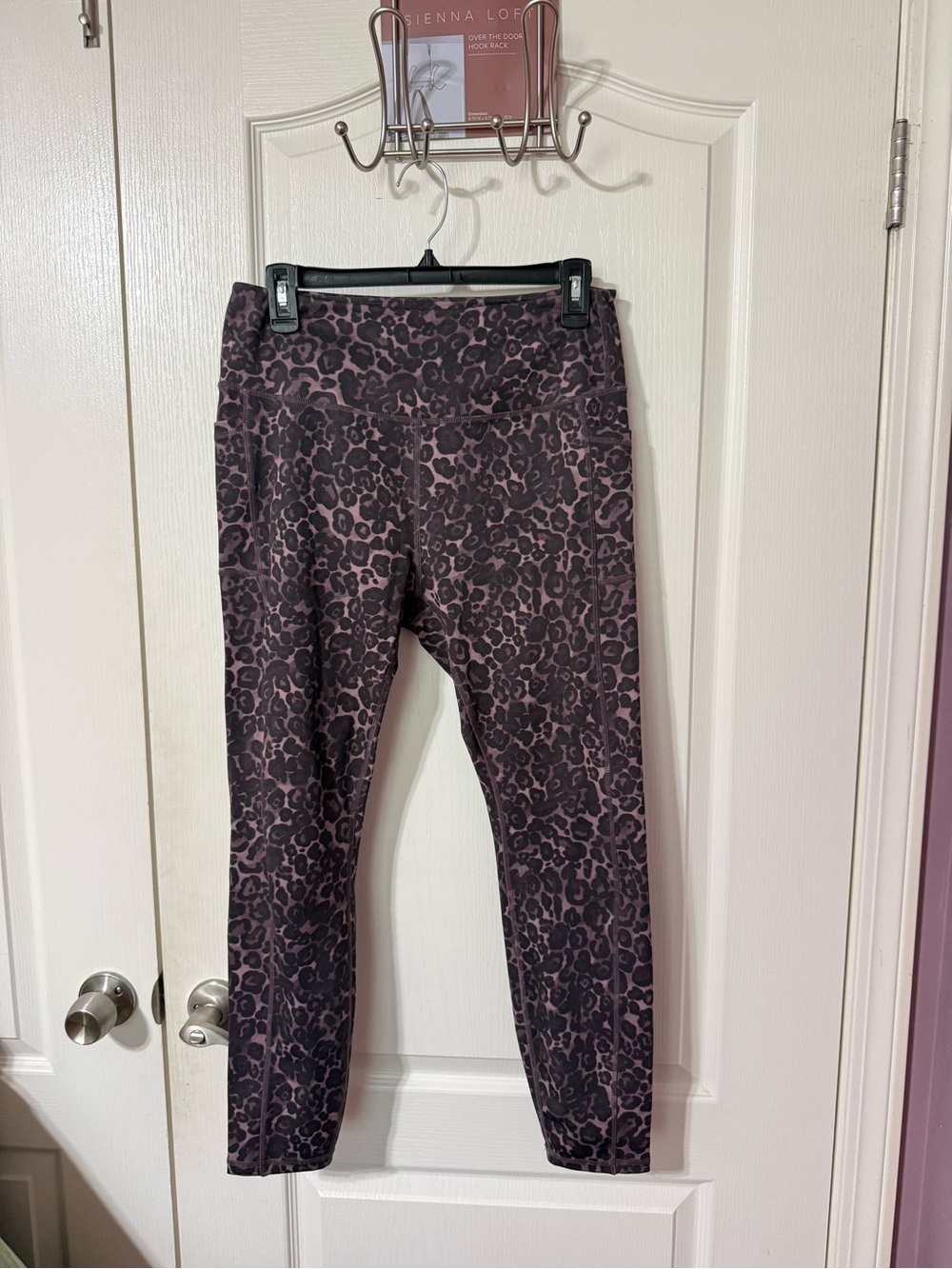 High-Waist Leggings - Mauve & Black